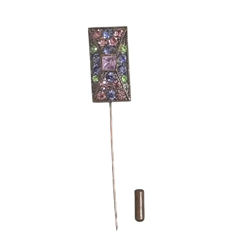 Rhinestone Stick Pin Vintage Multicolor Lapel Pin